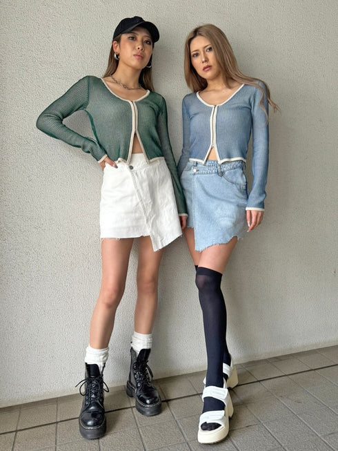 ラップデニムミニスカート